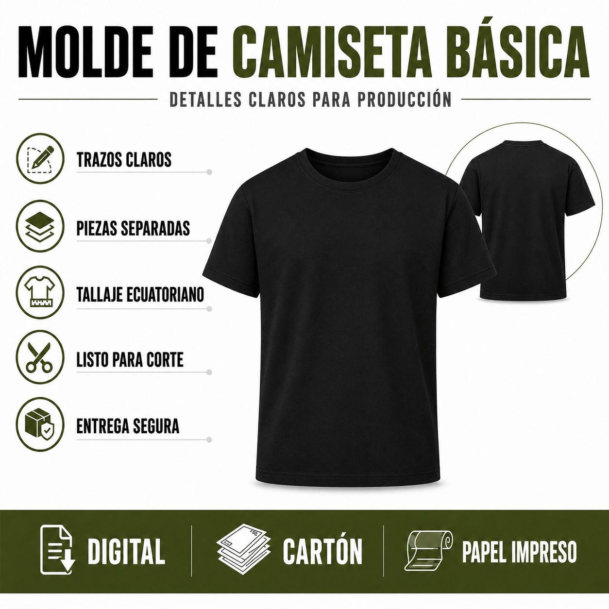 Molde Camiseta Básica S-M-L-XL