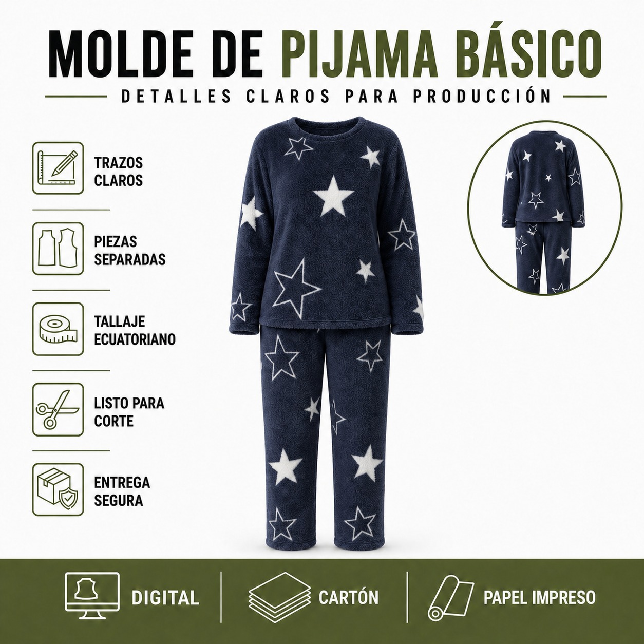 Moldes Pijamas Térmicas S-M-L-XL